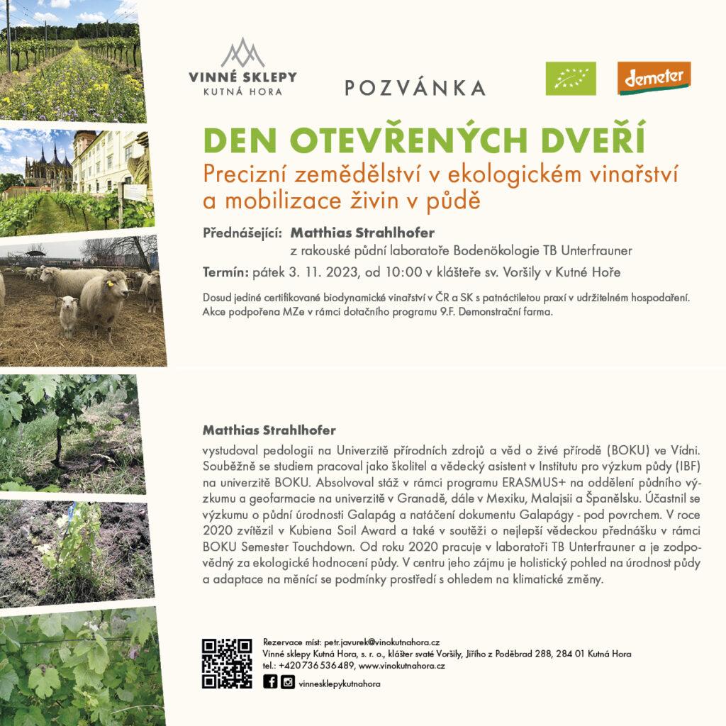 Den otevřených dveří na téma precizní zemědělství v ekologickém vinařství a mobilizace živin v půdě