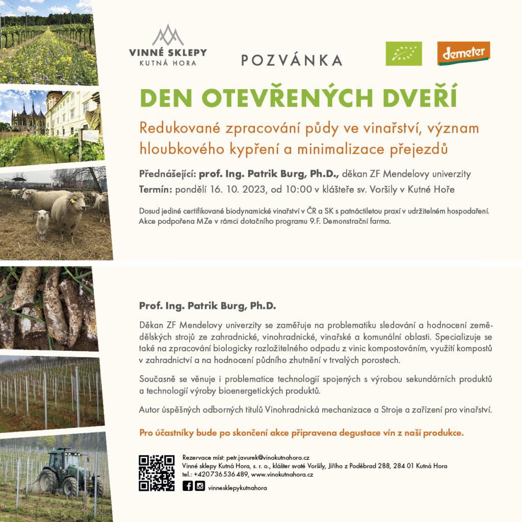 Den otevřených dveří - redukované zpracování půdy ve vinařství, význam hloubkového kypření a minimalizace přejezdů